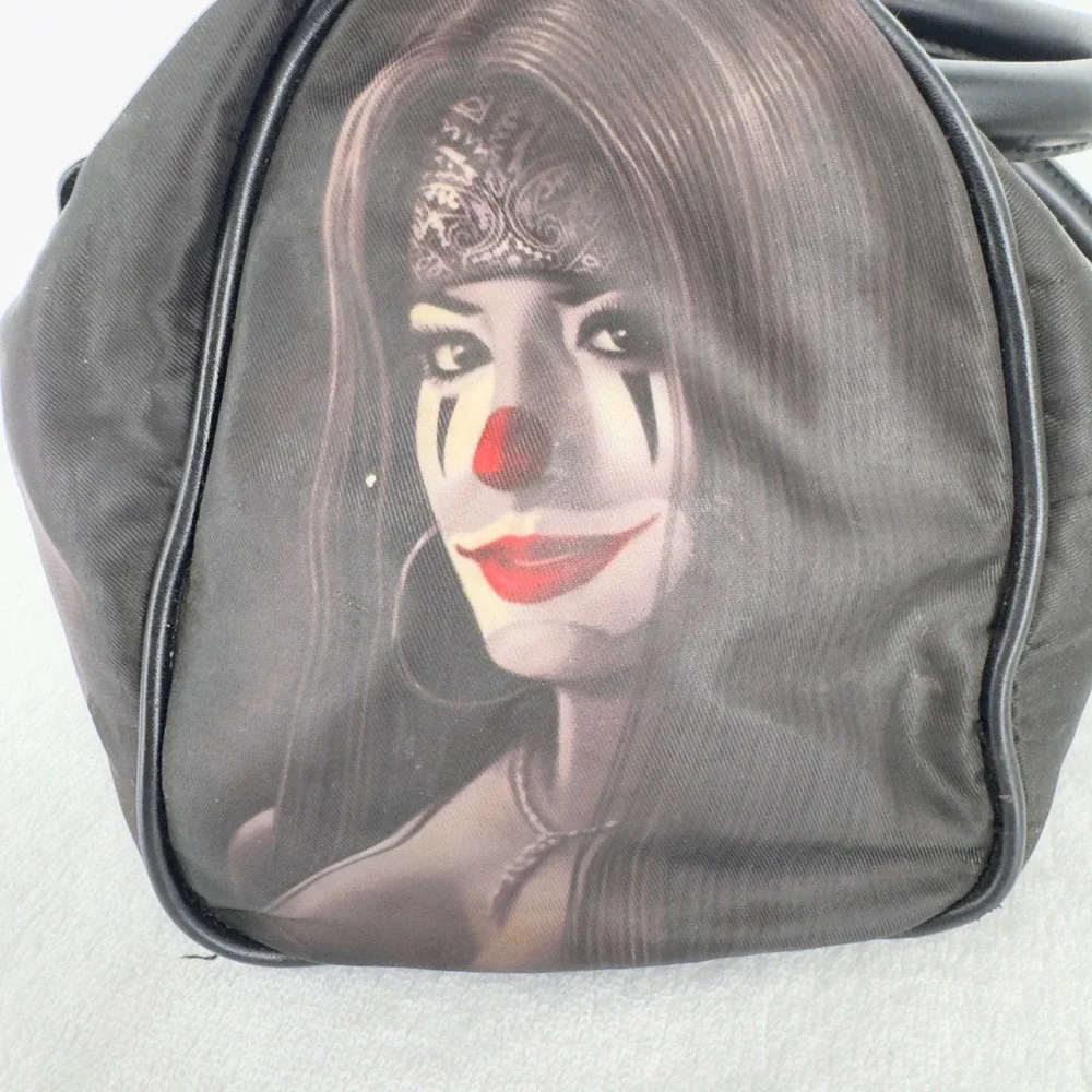 David Gonzales OG Angels Chicano Art Clown Girl Handbag and Wallet Set Black